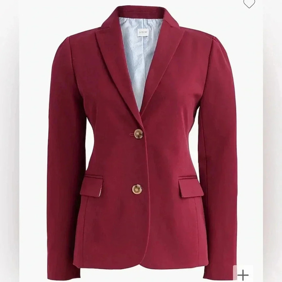 J. Crew Jackets & Blazers - J Crew Blazer Burgundy Wine Red Two Button NWT Women’s Size 24 Cotton Blend